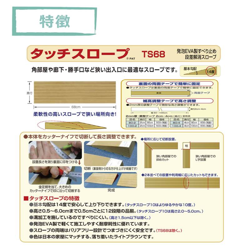 新発売】 シンエイテクノ段差解消スロープ タッチスロープ 80-15 www.basexpert.com.br