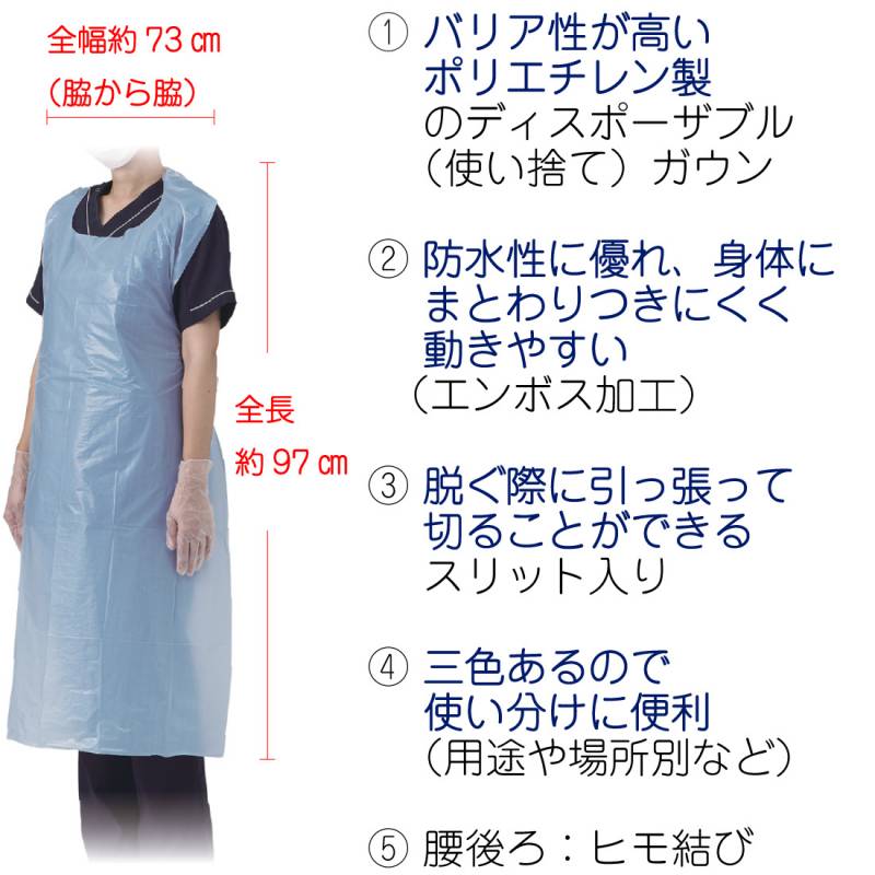 商品名：竹虎ビニールエプロンP50枚入【ケース販売】 | かいご用品